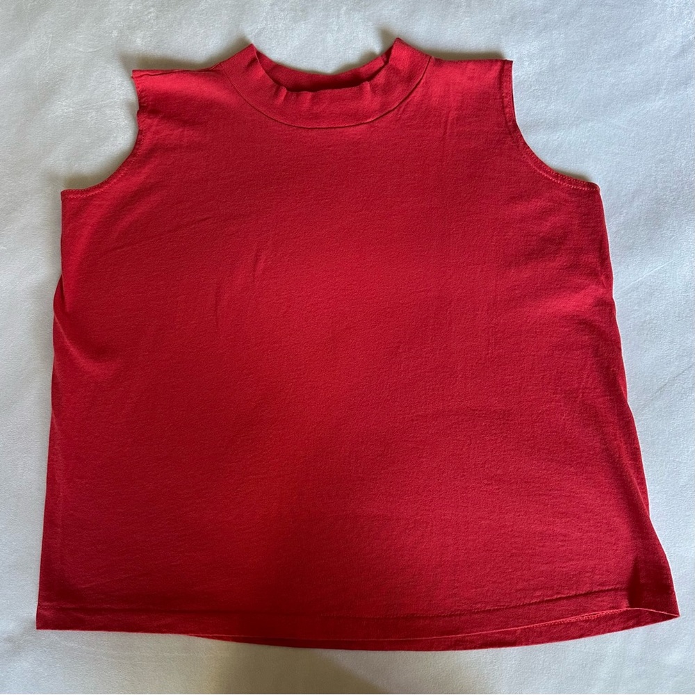 vintage 90s fruit punch colored sunbelt mock neck 💯 cotton tank / one size